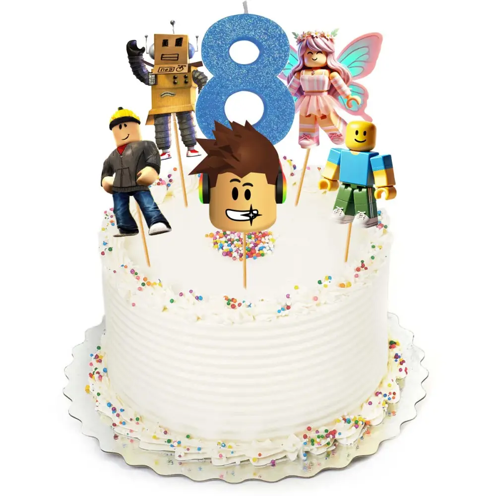 Cake Topper Picks Roblox 5pz con candelina