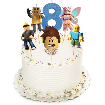 Cake Topper Picks Roblox 5pz con candelina