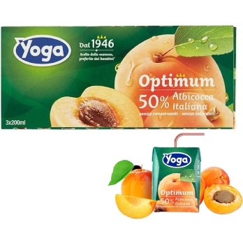 8 CONFEZIONI SUCCO DI FRUTTA YOGA OPTIMUM ALBICOCCA ITALIANA 3 X 200 ML BRIK