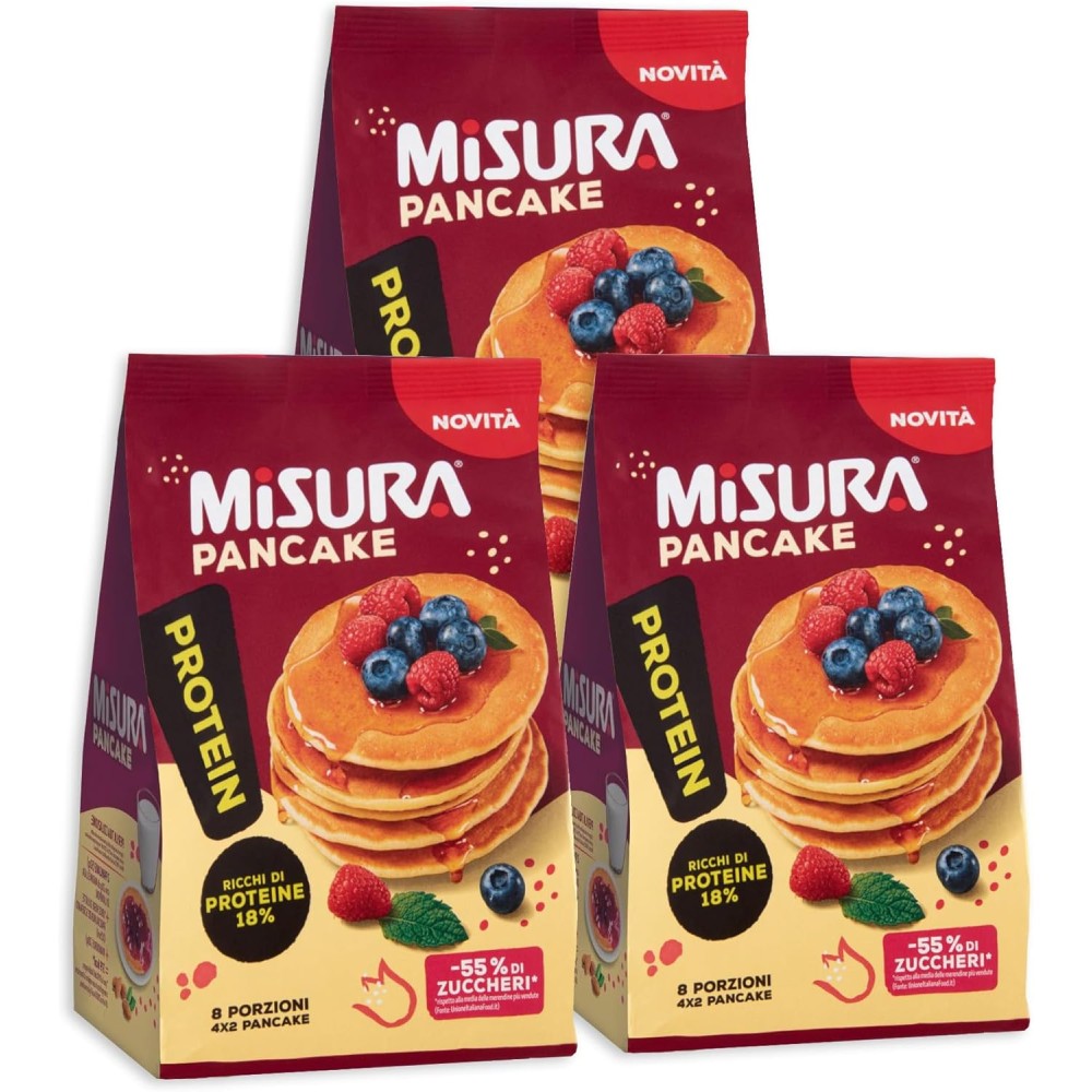Misura Protein Pancake Ricchi di Proteine e Meno Zuccheri 200g - NOVITA' 2024 [3 Confezioni]