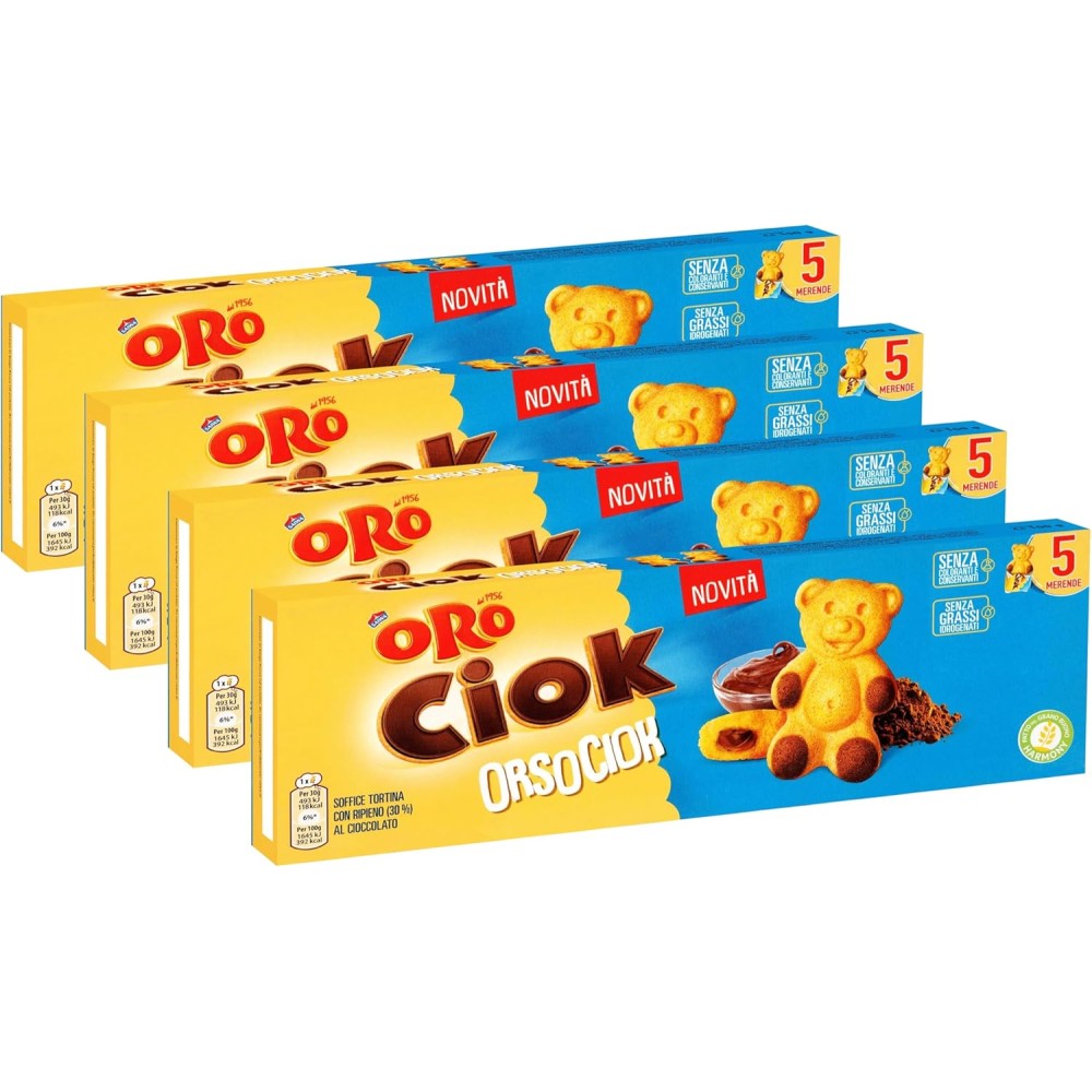 4X Orsociok Soffice Tortina a forma di Orsetto con Ripieno al Cioccolato 150g