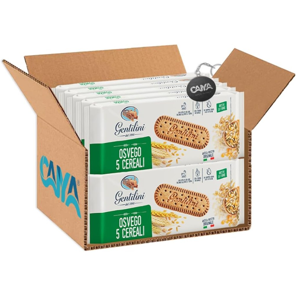 Gentilini Osvego 5 Cereali Biscotti con Farina Integrale e 5 Cereali 250g 10 Confezioni