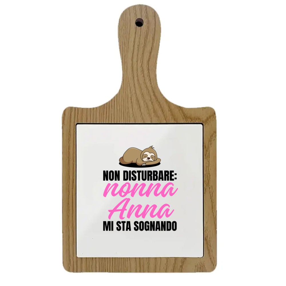 Tagliere legno con mattonella personalizzabile per la nonna