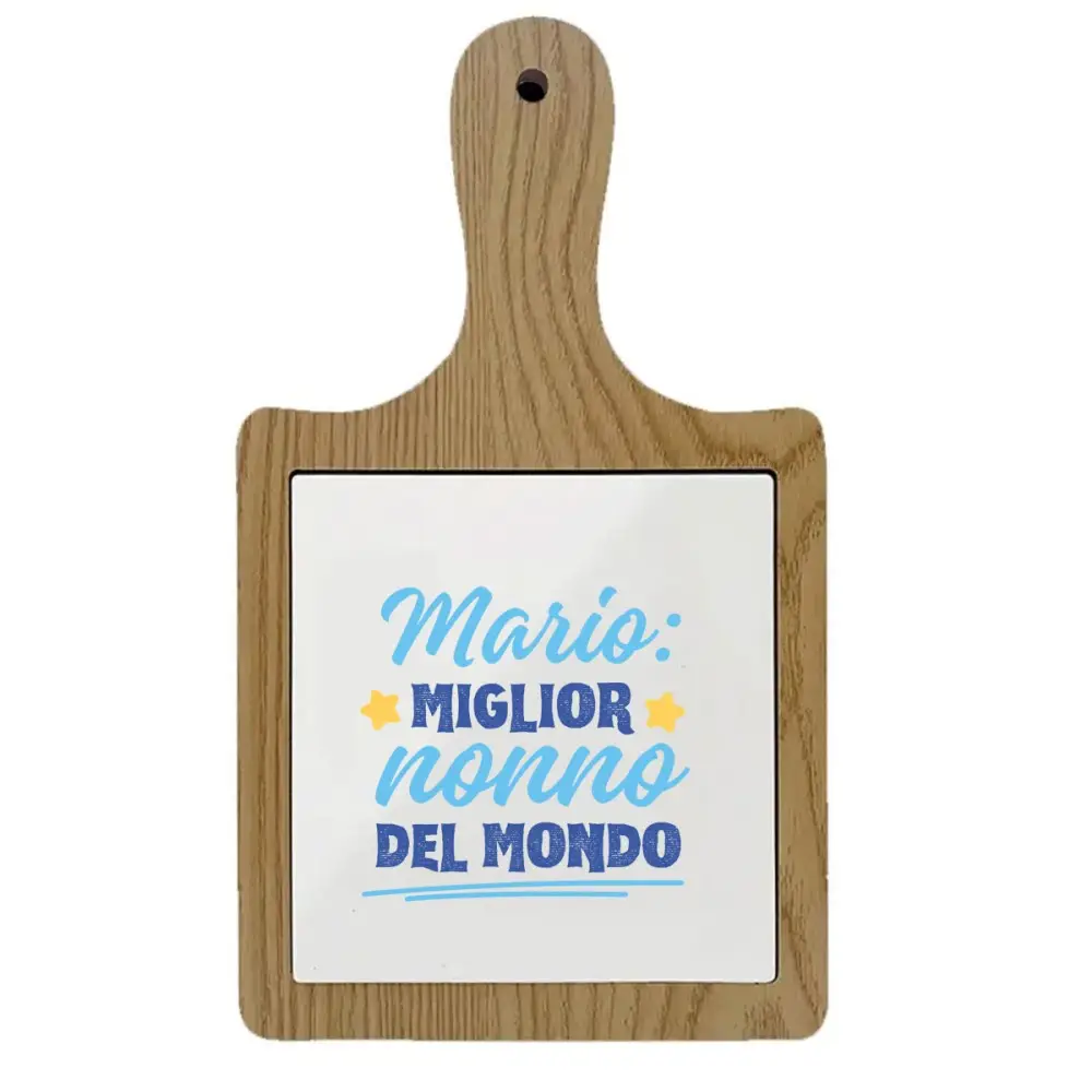 Tagliere legno con mattonella personalizzabile miglior Nonno del mondo