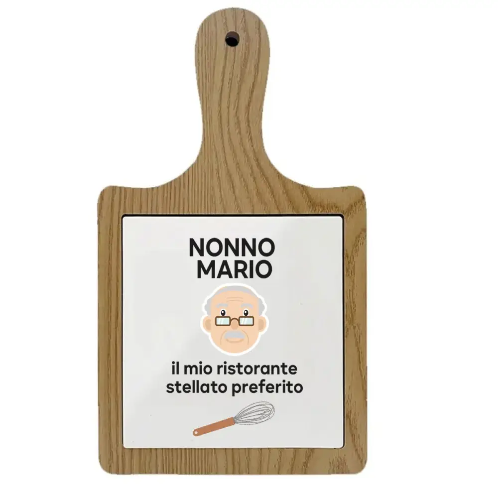 Tagliere legno con mattonella personalizzabile Nonno ristorante stellato