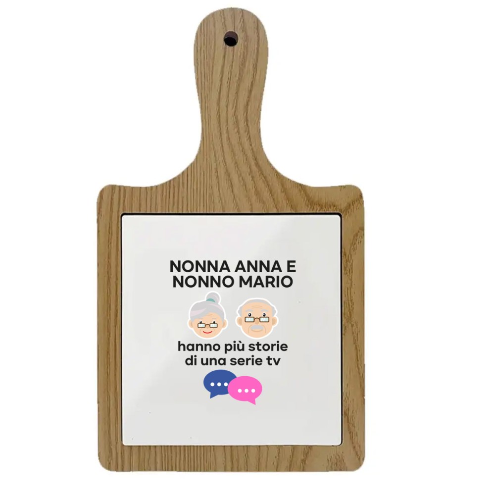 Tagliere legno con mattonella personalizzabile Nonni serie tv