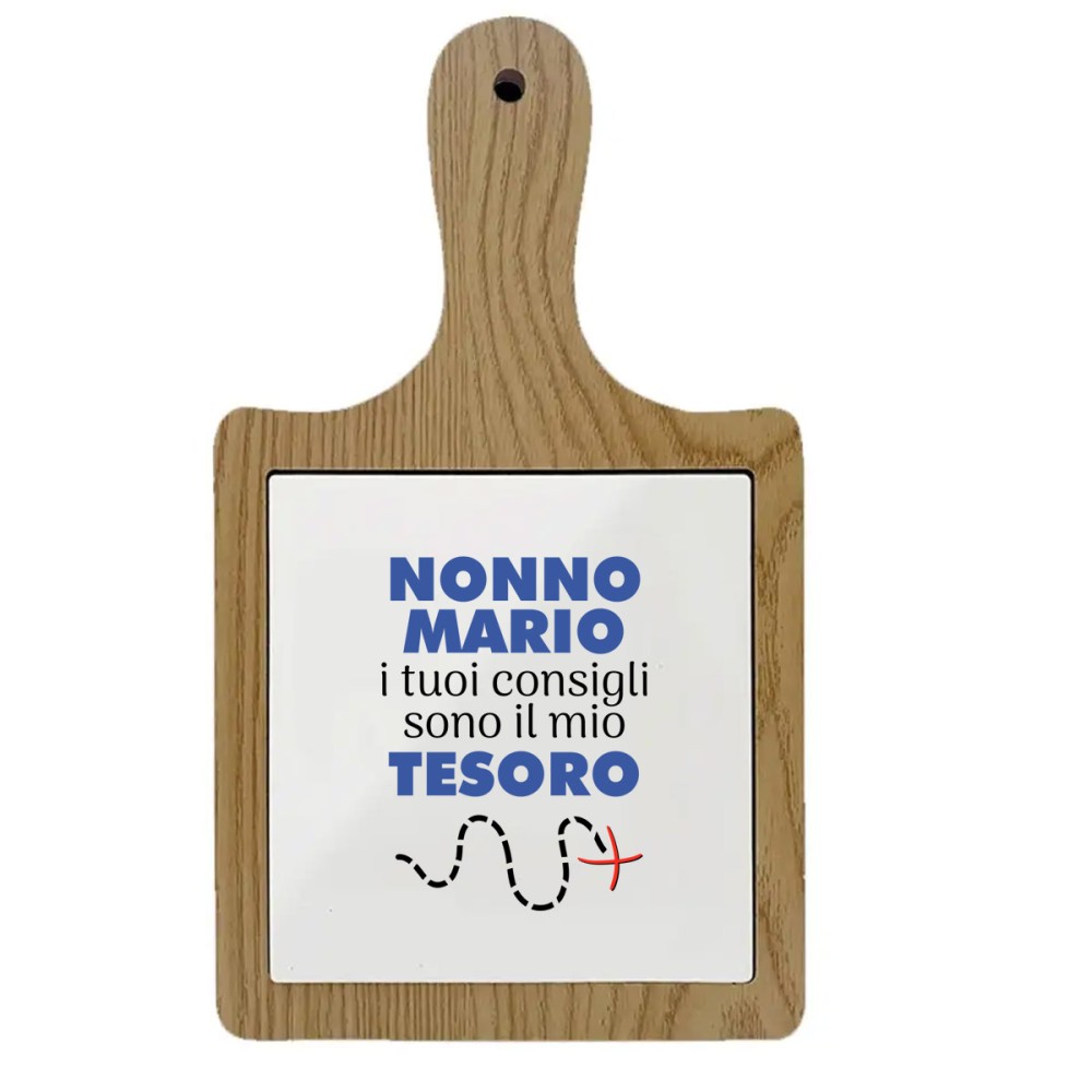 Tagliere legno con mattonella personalizzabile consigli del nonno