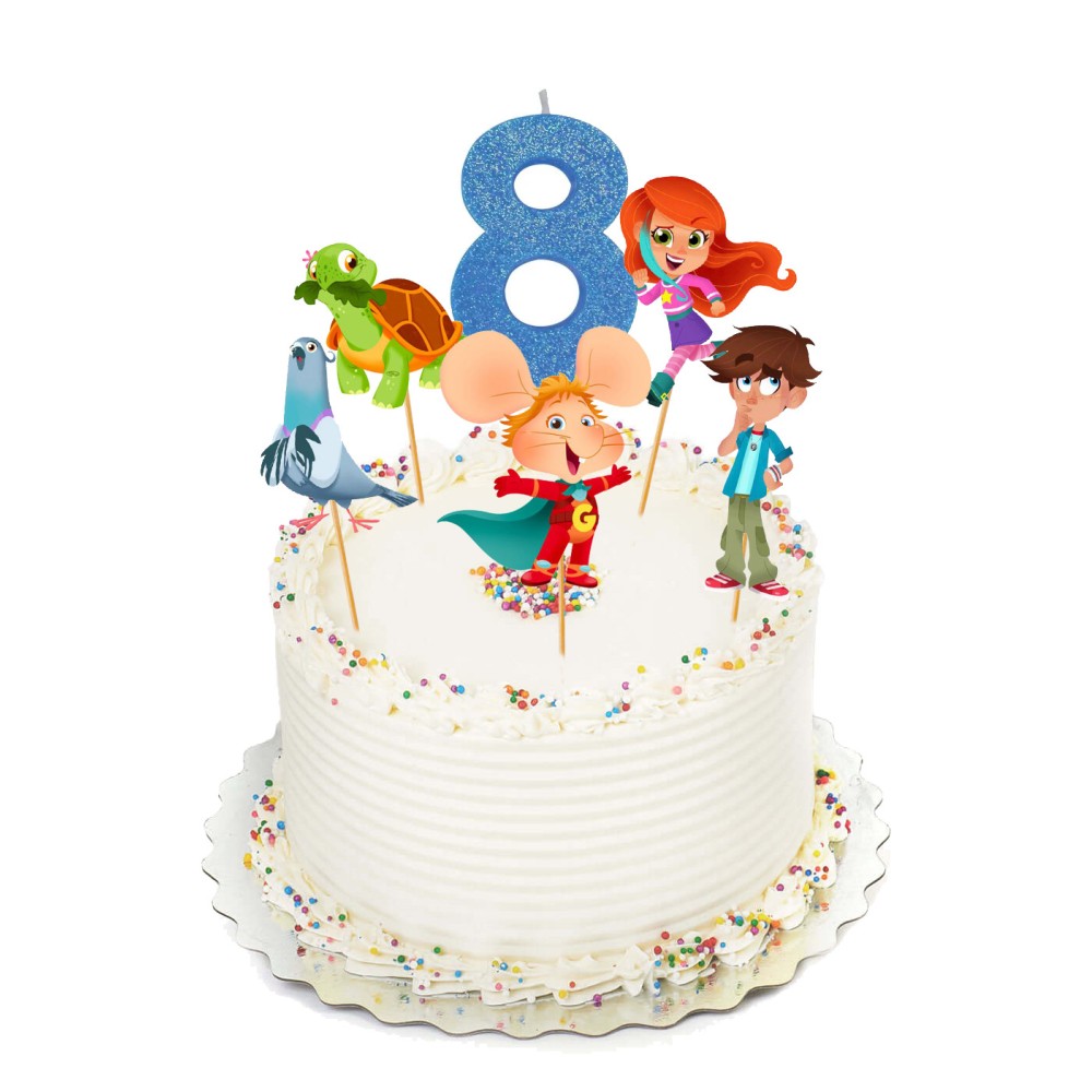 Cake Topper Picks Topo Gigio 5pz con candelina