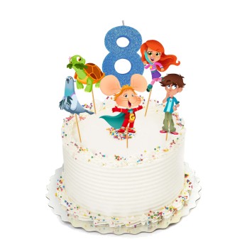 Cake Topper Picks Topo Gigio 5pz con candelina