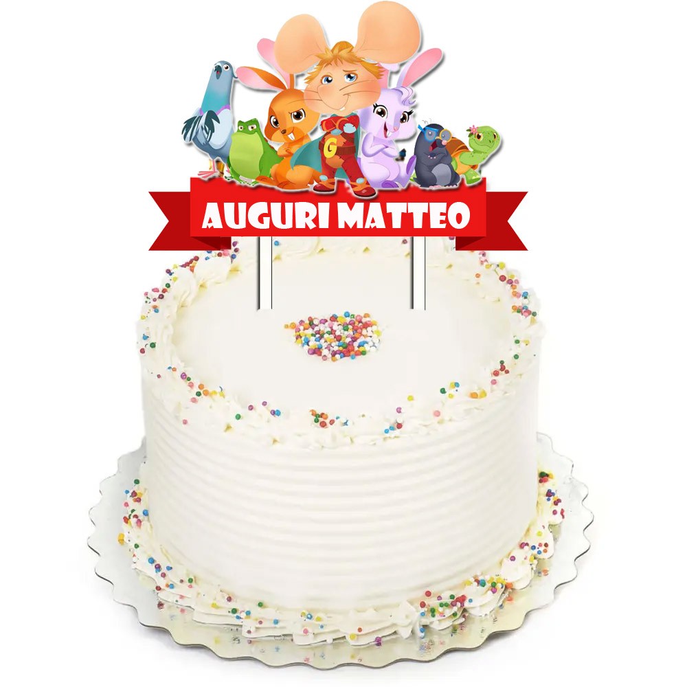 Cake Topper in Plexiglass Topo Gigio personalizzabile