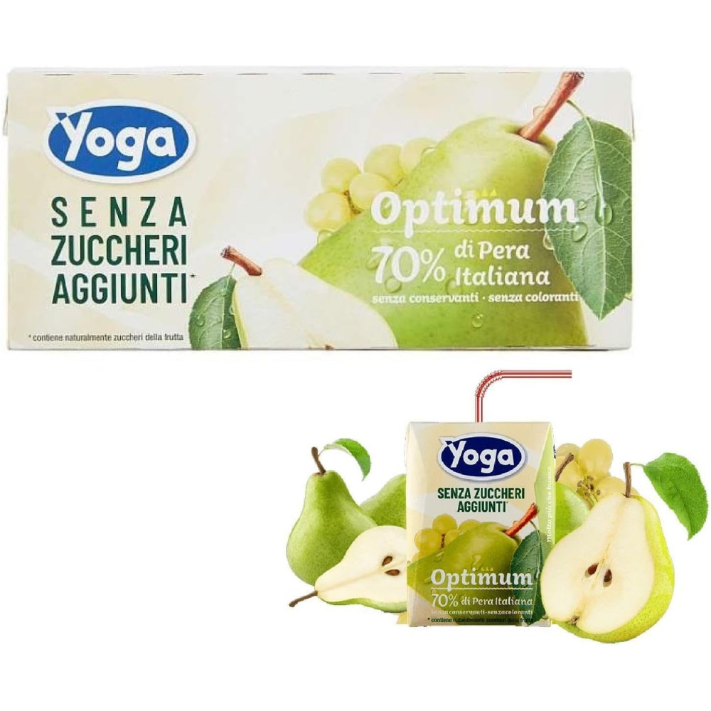8 CONFEZIONI SUCCO DI FRUTTA YOGA OPTIMUM PERA ITALIANA 3 X 200 ML BRIK