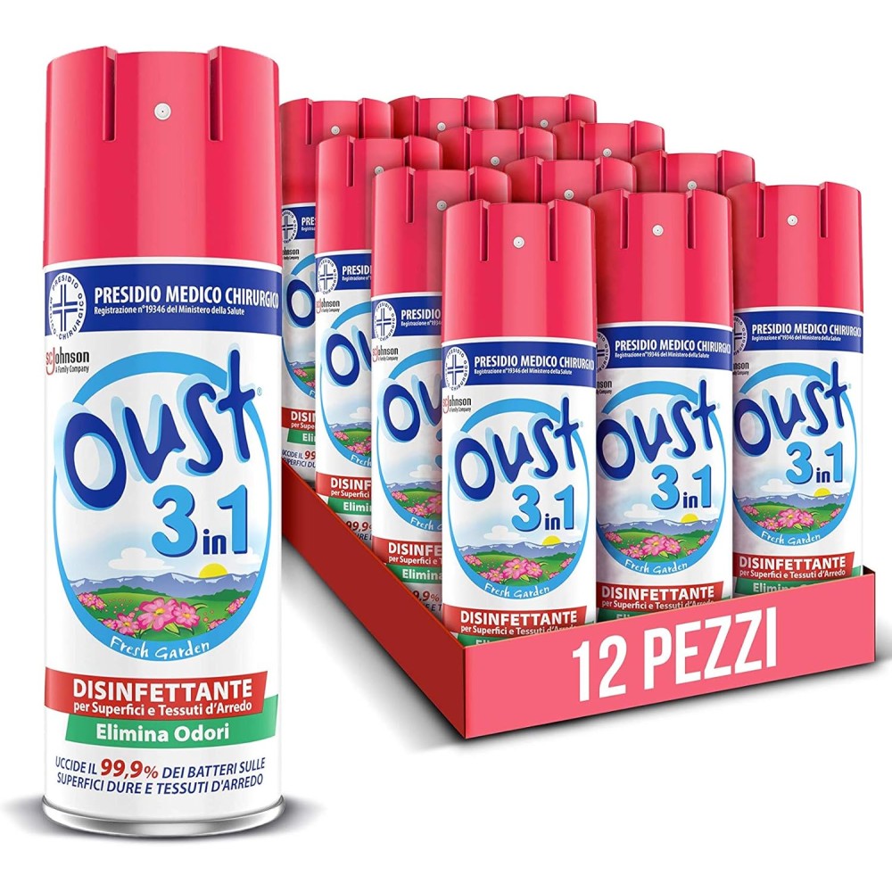 Oust 3 in 1 per Tessuti d'Arredo Fresh Garden 12 Pezzi da 400 ml