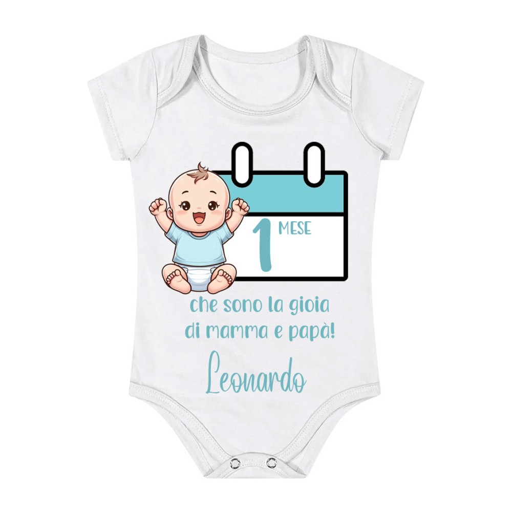 Body personalizzabile primi mesi per bambino con nome e mese
