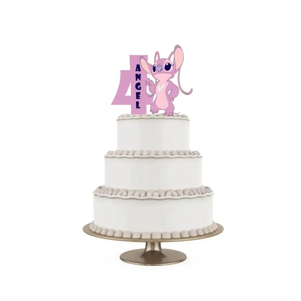 Topper Torta polistirolo Angel Stitch Sagomato Personalizzabile 15 cm