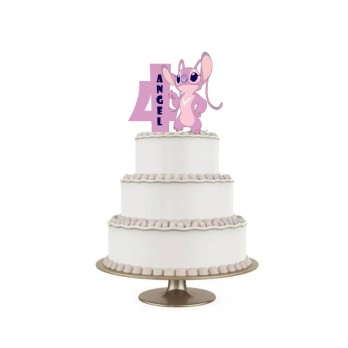 Topper Torta polistirolo Angel Stitch Sagomato Personalizzabile 15 cm