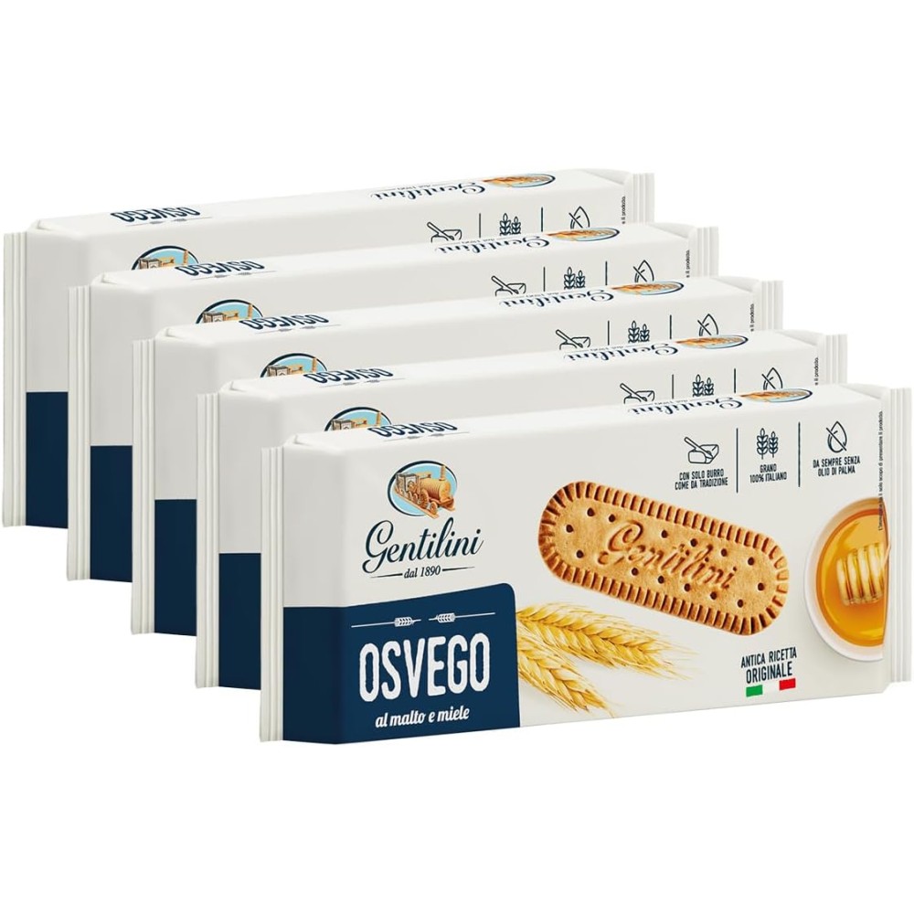 Gentilini Osvego Biscotti Secchi al Malto e Miele 250g - 5 Confezioni