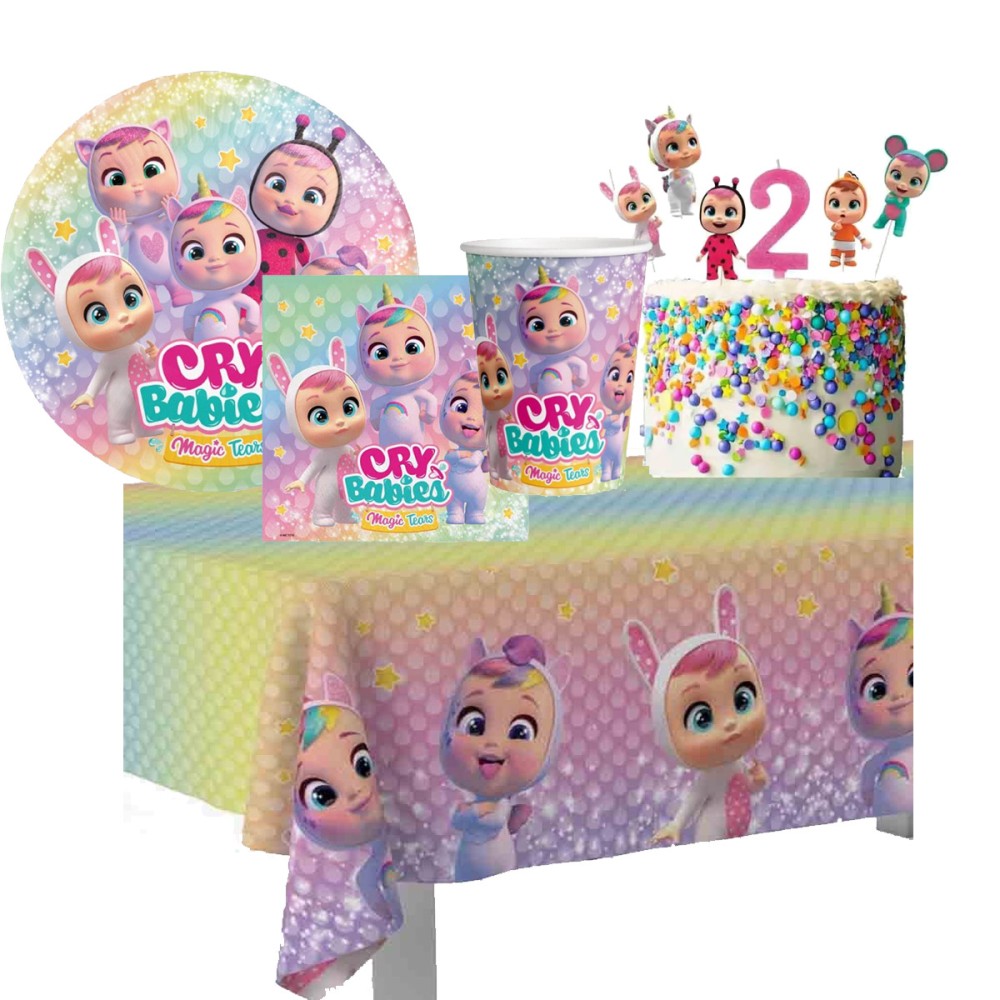 kit 8 persone cry babies con picks torta e candelina