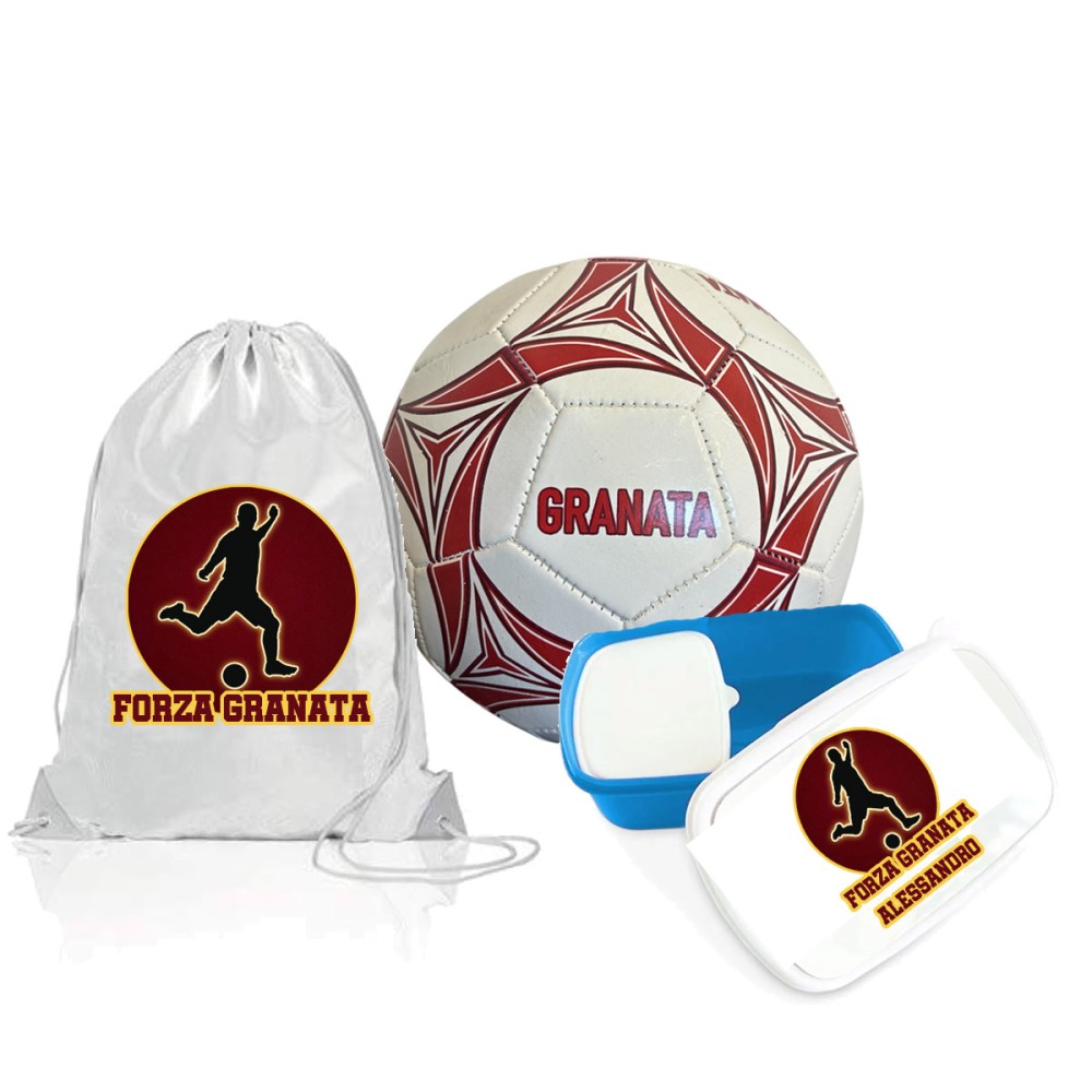 Pallone Granata Salernitana n.5 + Sacca e portamerenda personalizzabili