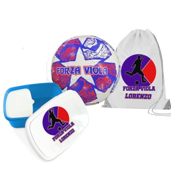 Pallone Forza Viola Fiorentina n.5 + Sacca e portamerenda personalizzabili