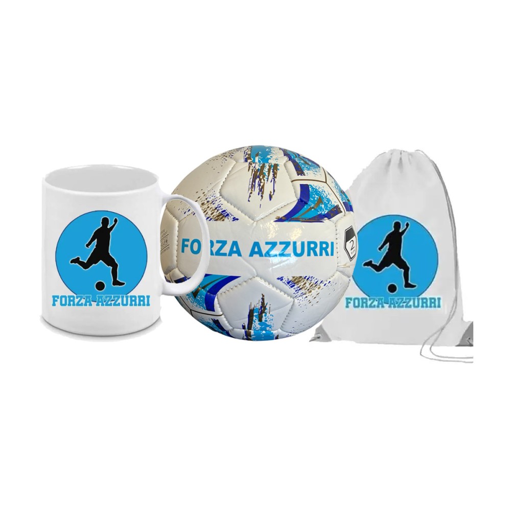 Pallone Mini Napoli FORZA AZZURRI n.2 + Sacca e tazza
