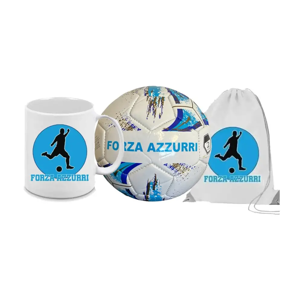 Pallone Mini Napoli FORZA AZZURRI n.2 + Sacca e tazza