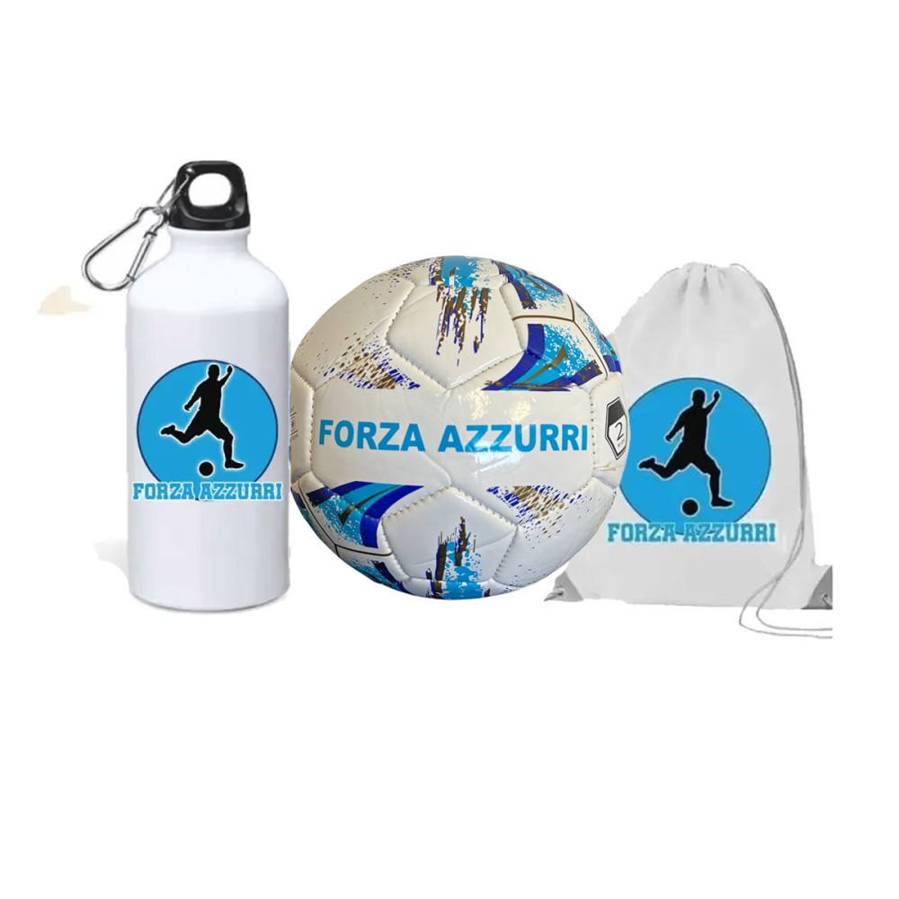 Pallone Mini Napoli FORZA AZZURRI n.2 + borraccia e sacca