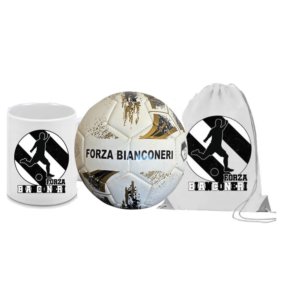 Pallone Mini Juventus forza bianconeri n.2 + tazza e sacca