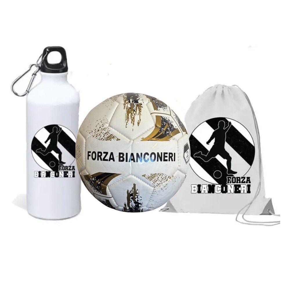 Pallone Mini Juventus forza bianconeri n.2 + Borraccia e sacca