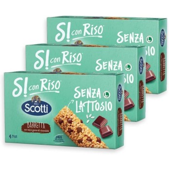3X Scotti Si con Riso Barretta con Riso e Gocce di Cioccolato Senza Lattosio (Lactose Free) 86g