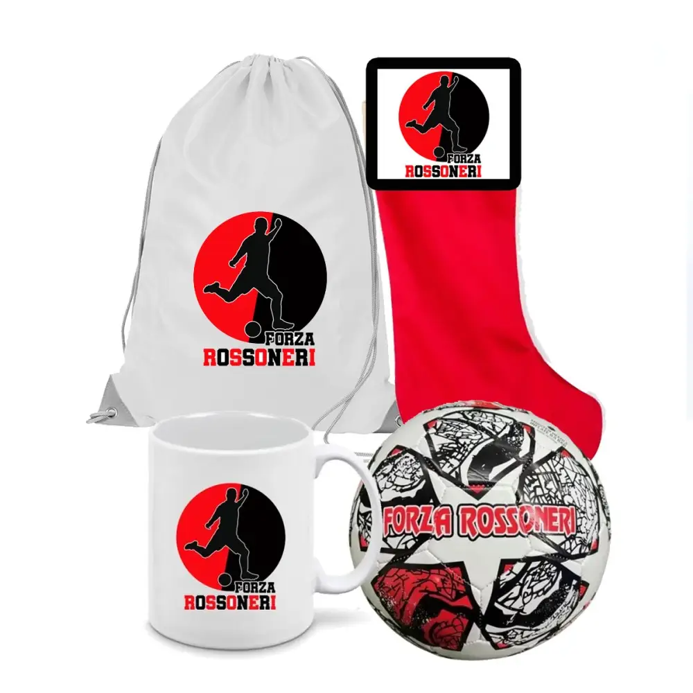 Calza della befana Tifoso Rossonero Milan con sacca, tazza e Pallone