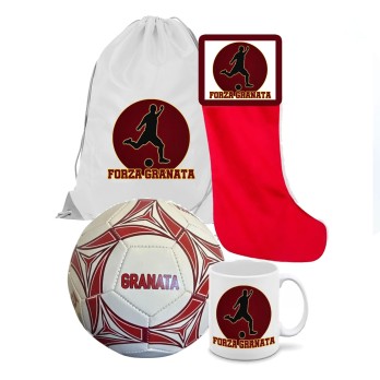 Calza della befana Tifoso Granata Salernitana con sacca, tazza e Pallone