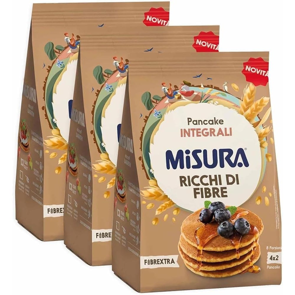 3 X Misura Pancake Integrali Ricchi di Fibre per fibrextra 200 grammi