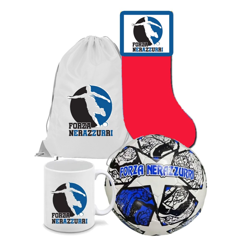 Calza della befana Tifoso Nerazzurro Inter con sacca, tazza e Pallone