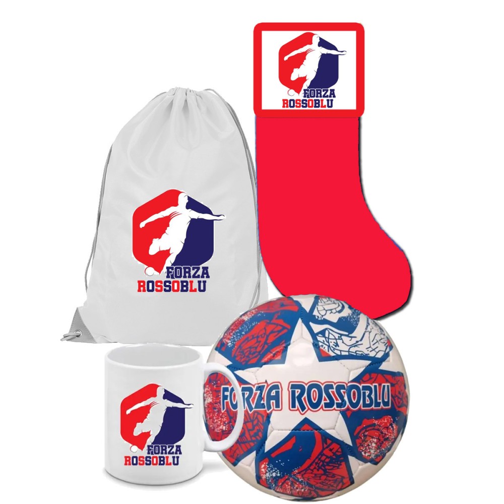 Calza della befana Tifoso Rossoblu Bologna con sacca, tazza e Pallone
