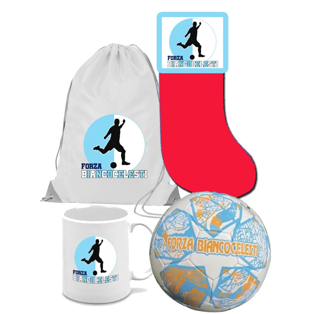 Calza della befana Tifoso Biancoceleste Lazio con sacca, tazza e Pallone