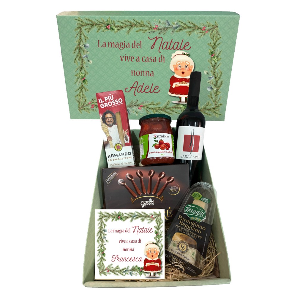 Cesto natalizio per la nonna personalizzabile con prodotti della tradizione