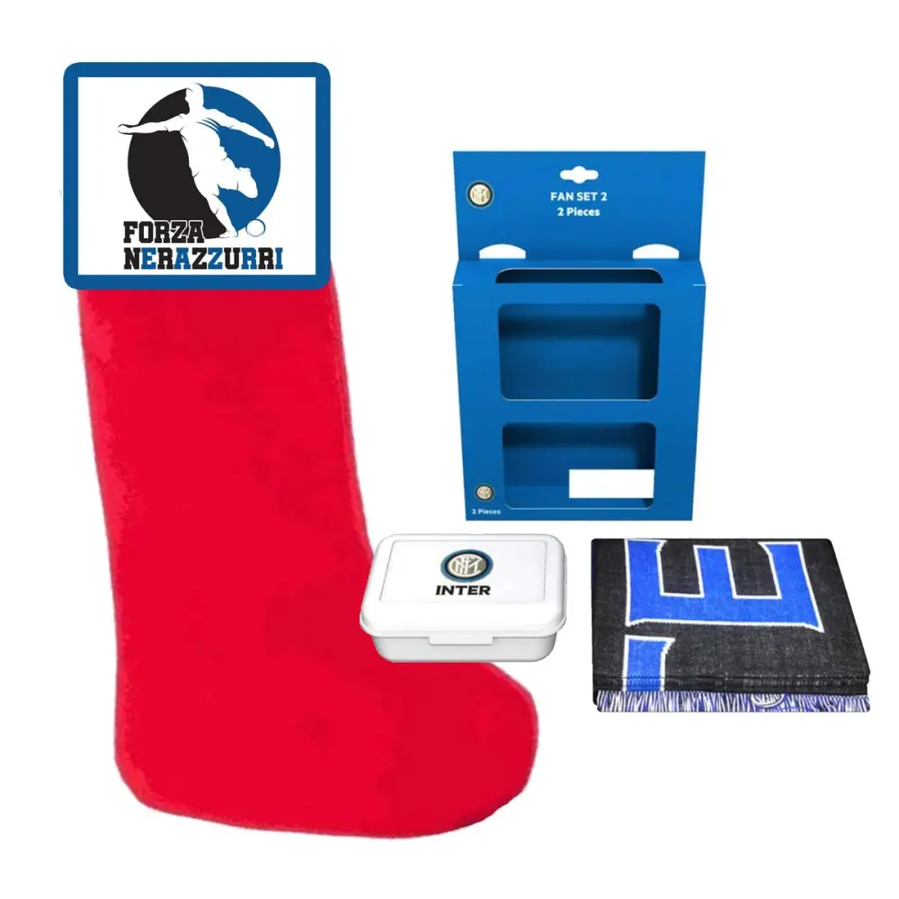 Calza della befana Tifoso Nerazzurro Inter con set portamerenda e sciarpa