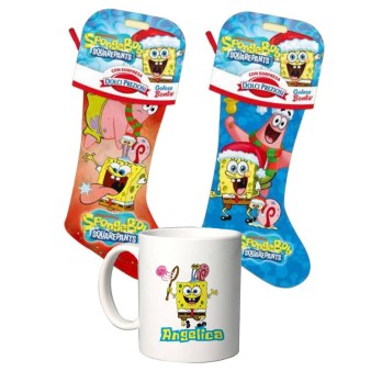 Calza della befana Spongebob Gr 170 + tazza personalizzabile
