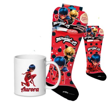Calza della befana Ladybug Miraculus Gr 190 + tazza personalizzabile
