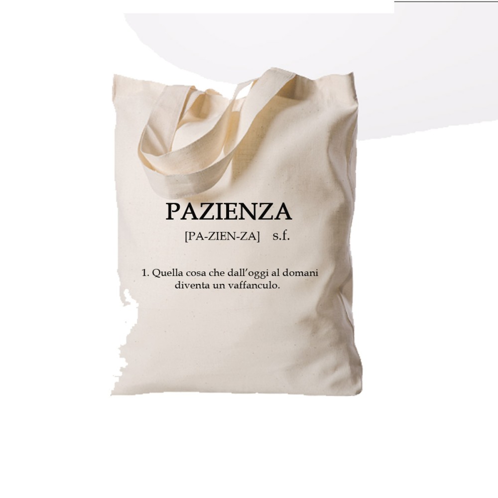Borsa Shopper " Pazienza" in Tessuto Personalizzabile 2 pz