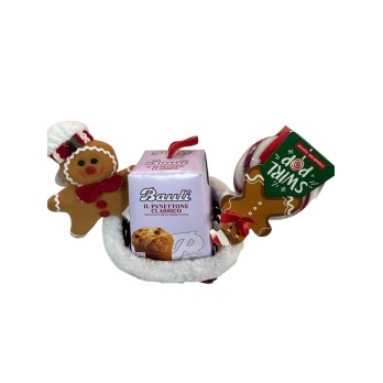 Cestino regalo natalizio lollipop e pan di zenzero