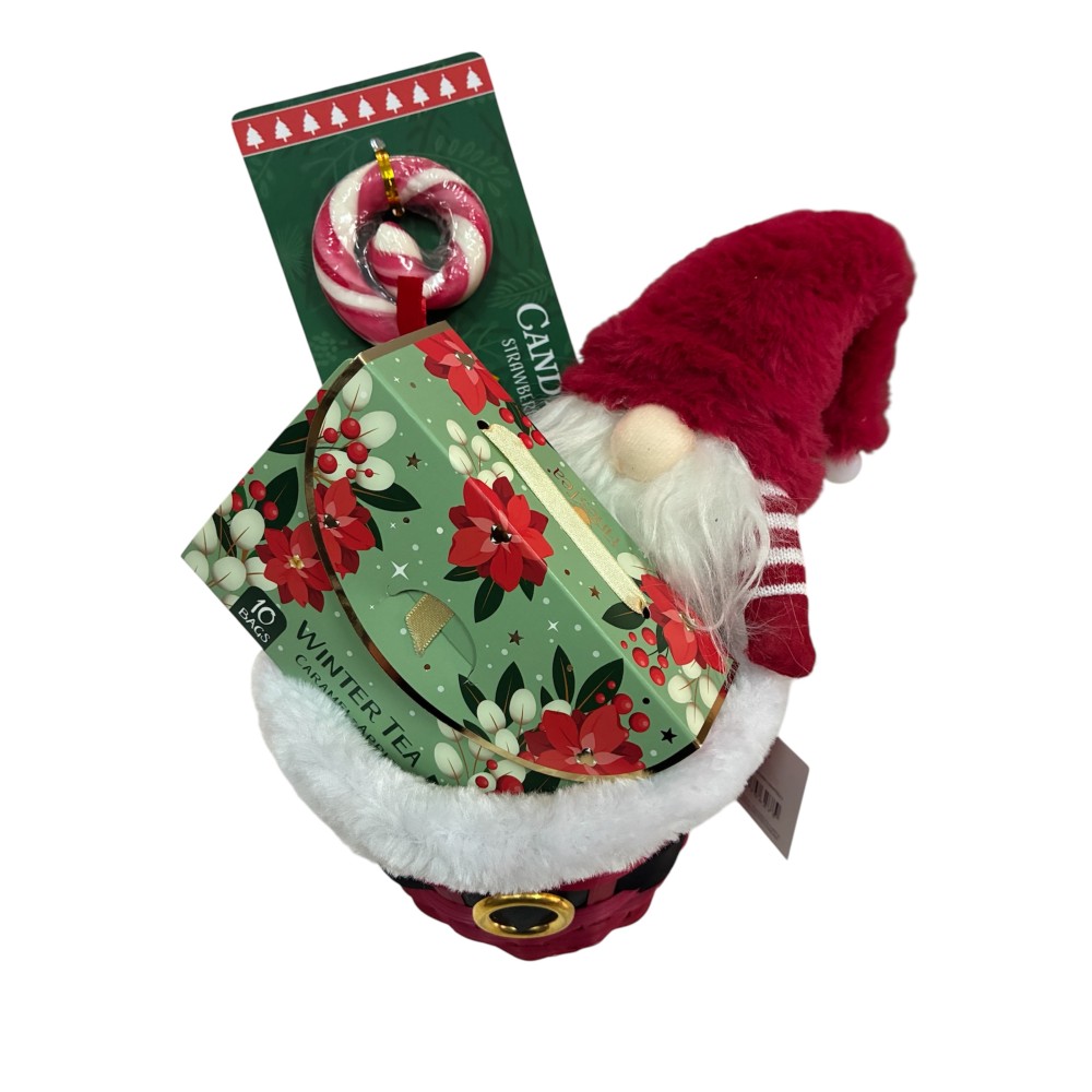 Cestino regalo natalizio the e candy cane