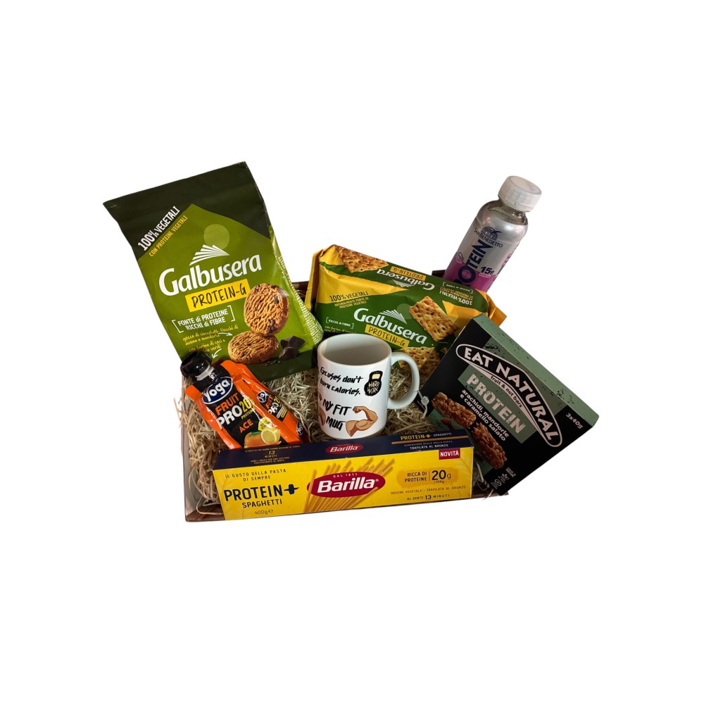 Cesto regalo natalizio Proteico con prodotti energetici e tazza mug