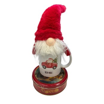 Set regalo Box latta biscotti natalizi 114 g + tazza e gnomo