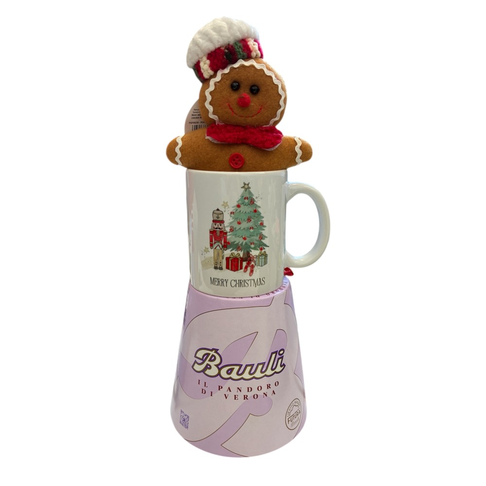 Set regalo Mini Pandoro Bauli + tazza + omino di pan di zenzero
