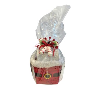 Cestino regalo natalizio confezionato con tazza "scorregge" + box biscotti 114 g