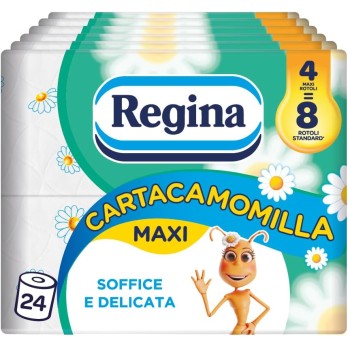 Regina Cartacamomilla - 24 Rotoli di Carta Igienica, 300 Soffici Fogli a 3 Veli