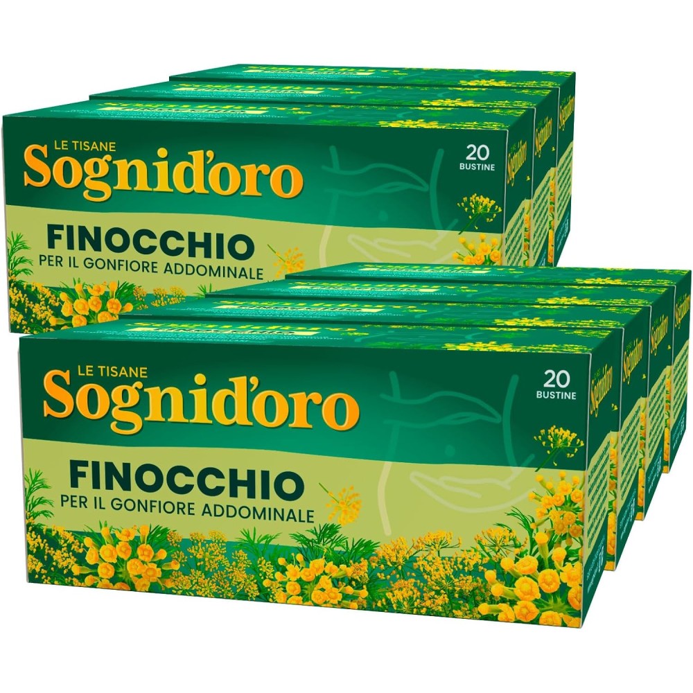 Sognid'oro Tisana Finocchio per il Gonfiore Addominale - 7 Confezioni da 20 Filtri