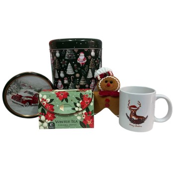 Box latta regalo natalizio the, biscotti e tazza mug