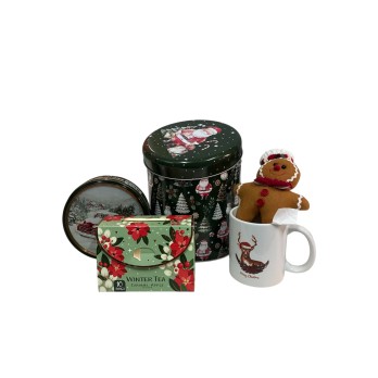 Box latta regalo natalizio the, biscotti e tazza mug
